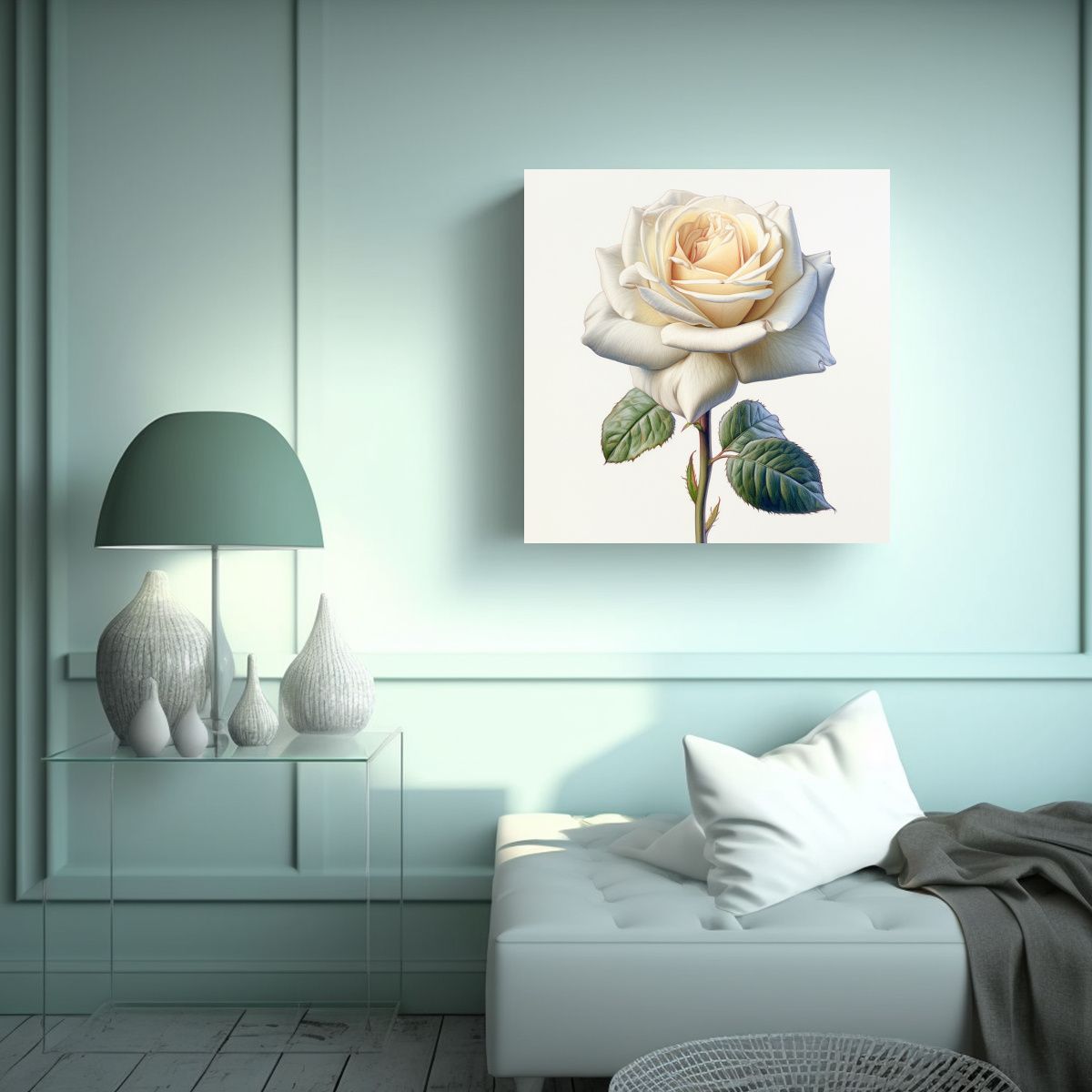 GENERICO - Cuadro De Rosa Blanca Inspiración Y 100x100 Cm