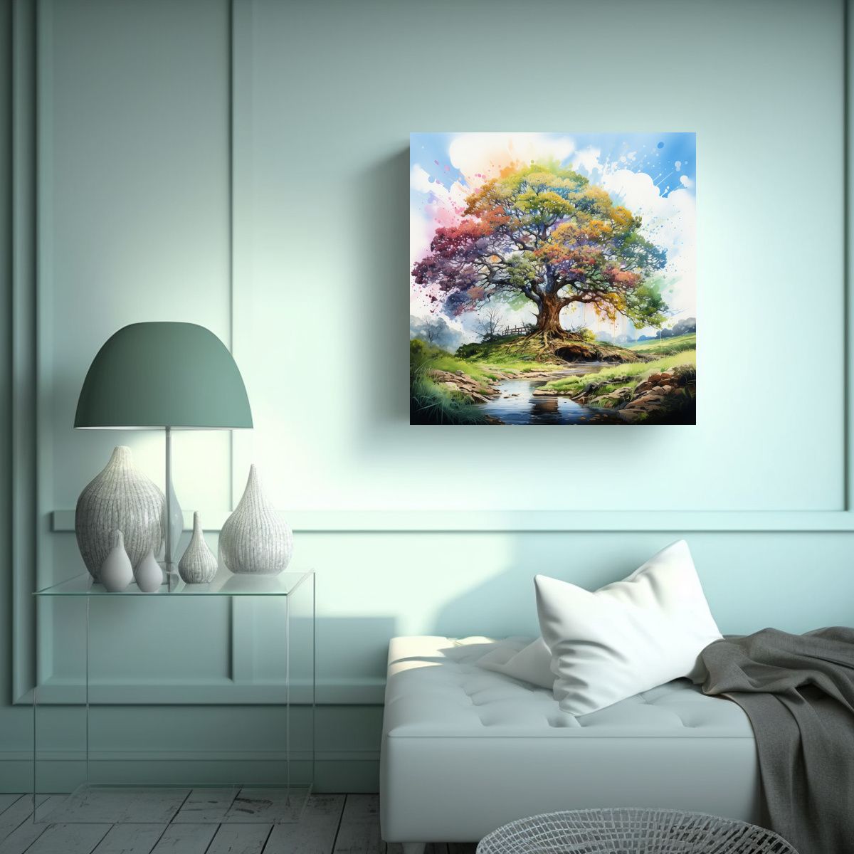 GENERICO - Tela En Bastidor Dibujo Mural De Un Árbol De 100x100 Cm