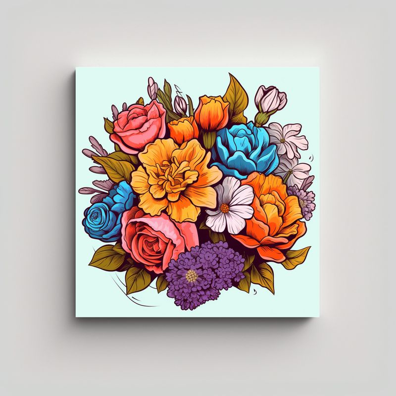 GENERICO - Ilustración Exclusiva De Canva Bouquet De 100x100 Cm