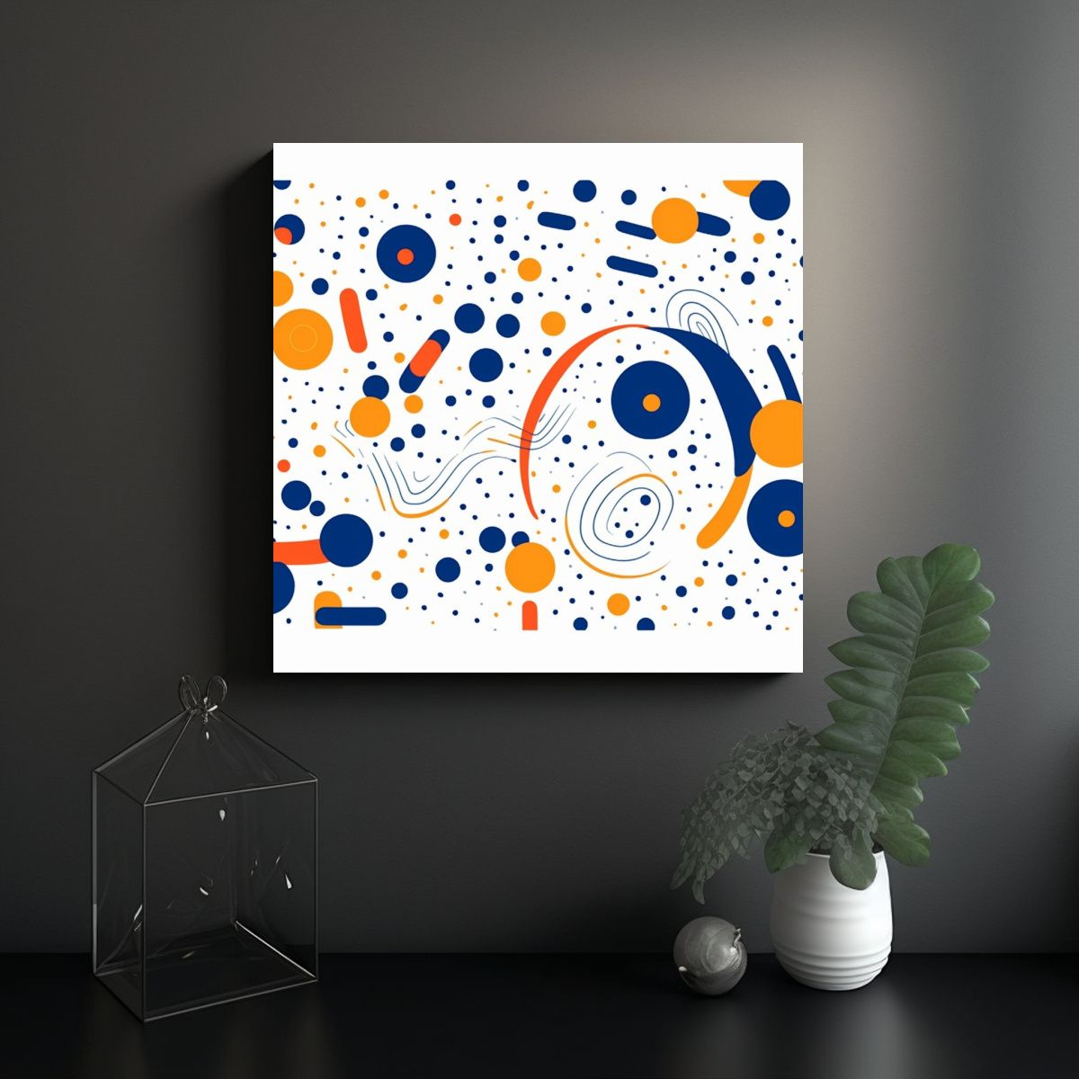 GENERICO - Cuadro De Decoración Con Patrón De Línea Azul 100x100 Cm