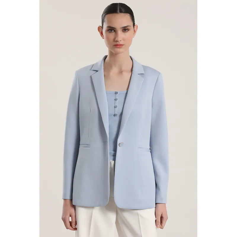 LIOLA - Blazer clásico scuba Liola mujer celeste