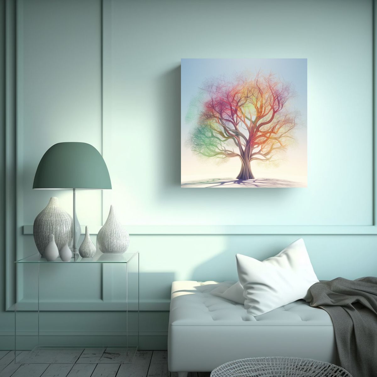 GENERICO - Cuadro Abstracto De árbol Radiante Para 100x100 Cm