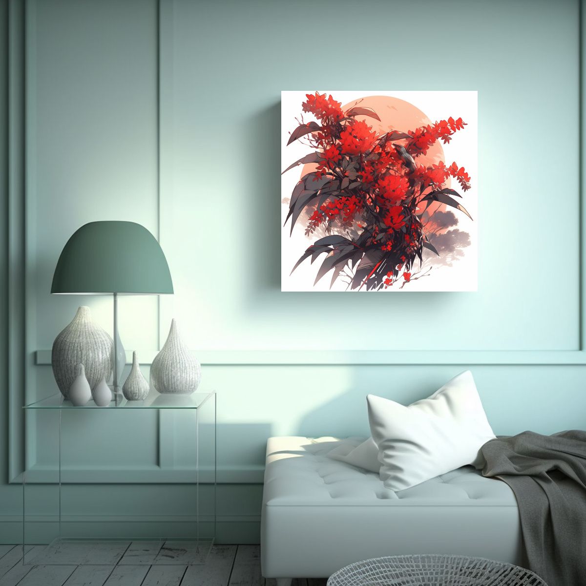 GENERICO - Pintura Decorativa Temática Árbol De Acacia En 100x100 Cm