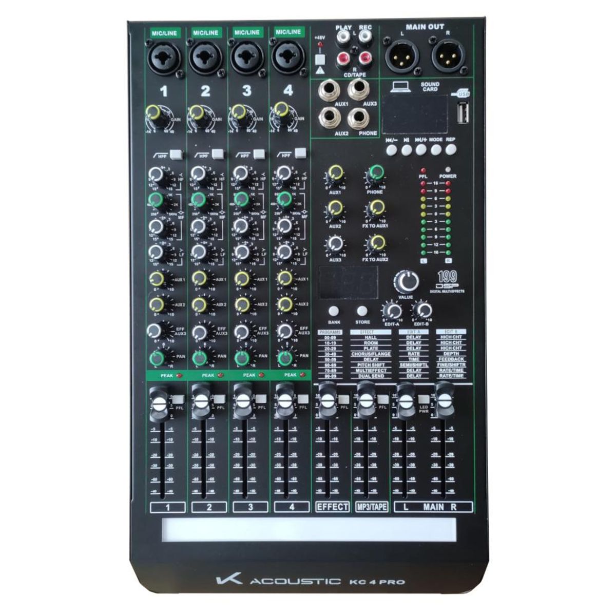 K ACOUSTIC - Mixer Analogo con Interfaz K-Acoustic KC 4 PRO