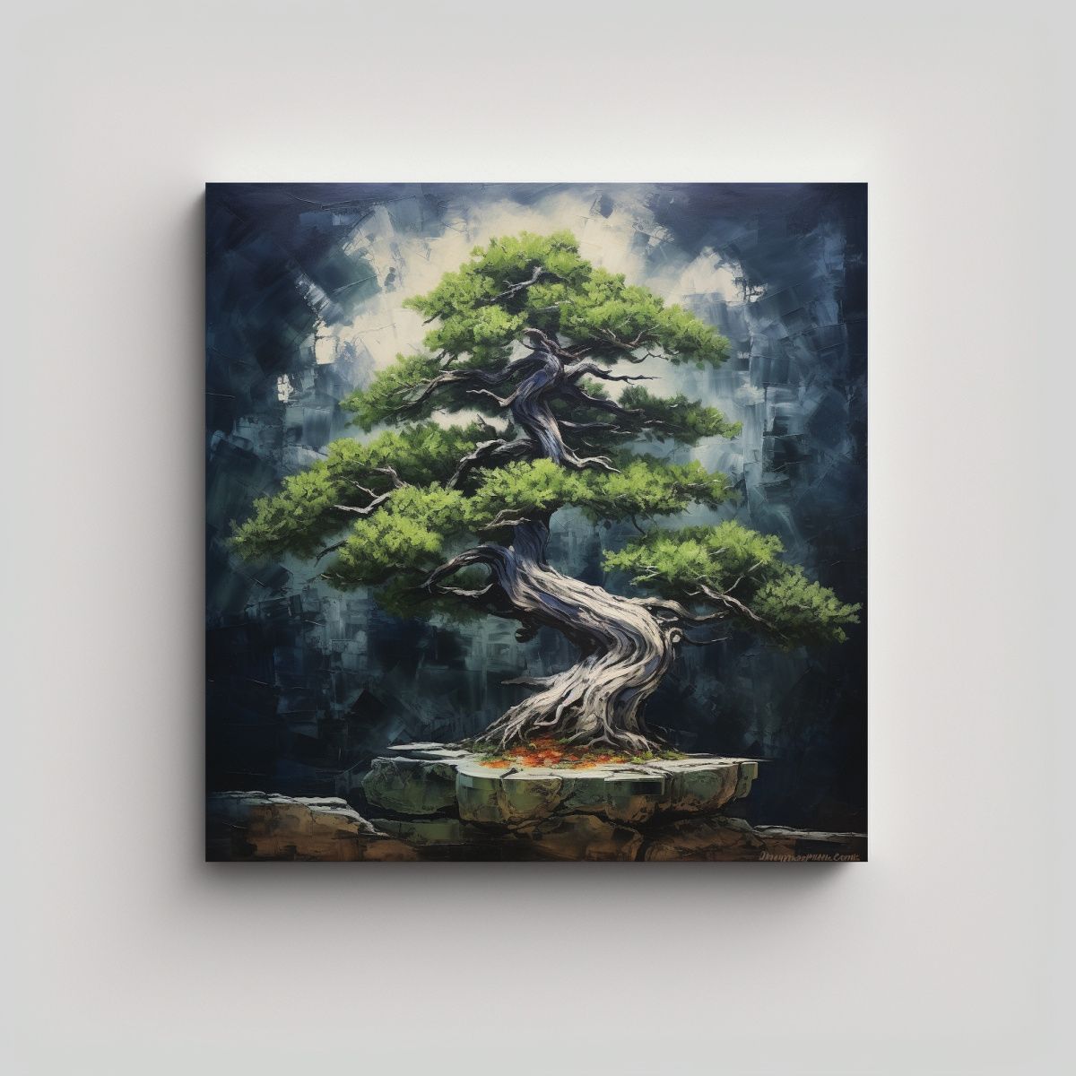 GENERICO - Pintura Abstracta De Un árbol De Abeto Bonsái 100x100 Cm