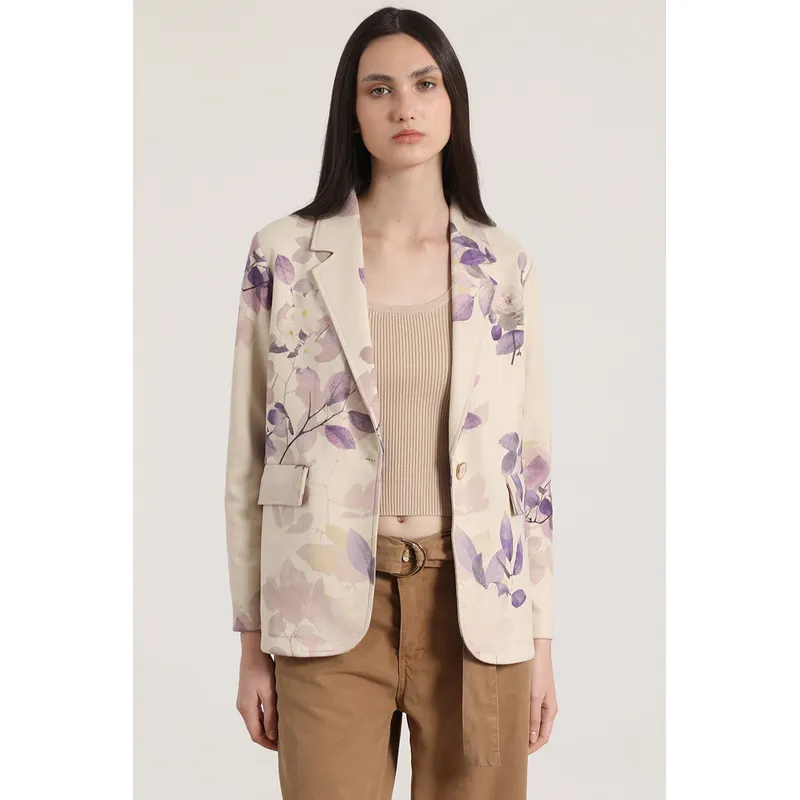LIOLA - Blazer gamuza estampado liola mujer beige