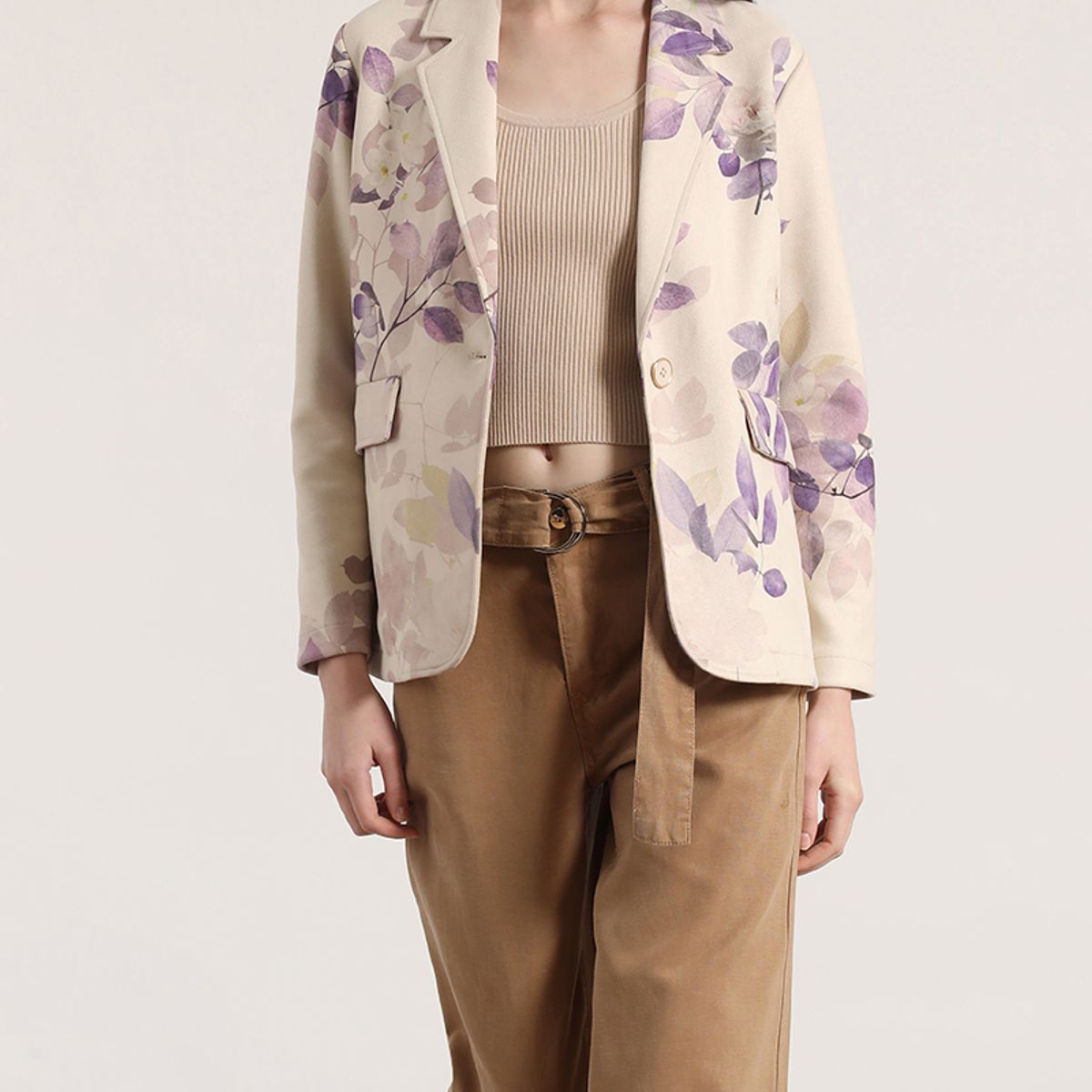 LIOLA - Blazer gamuza estampado liola mujer beige