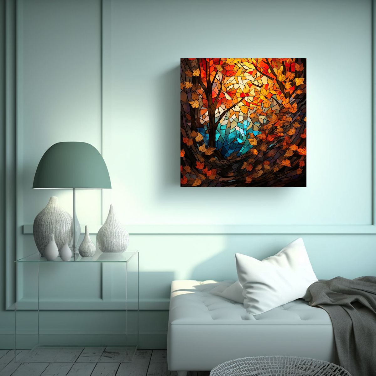 GENERICO - Pintura Decorativa De Otoño En Lienzo Con 100x100 Cm