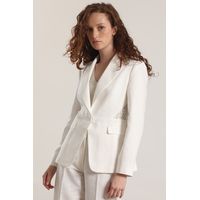 Blazer con encaje lino mujer crudo