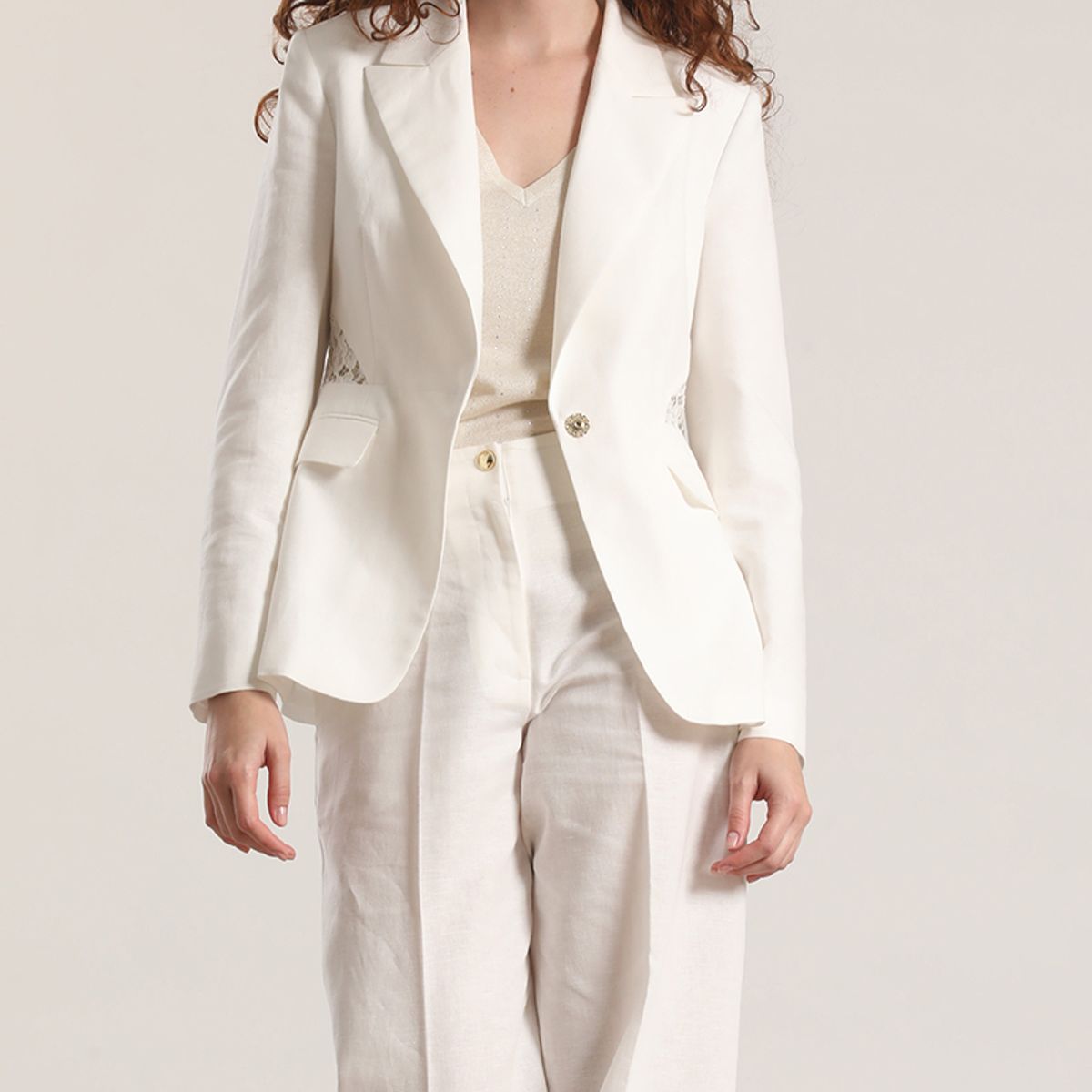 LIOLA - Blazer con encaje lino Liola mujer crudo