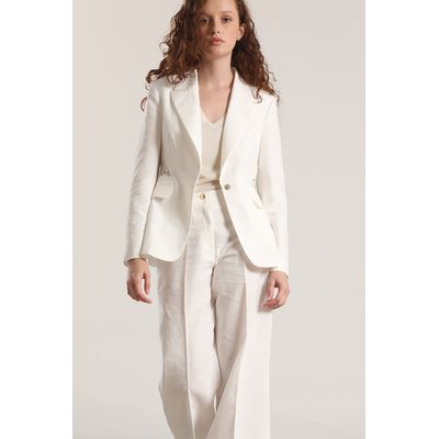 Imagen 2 del producto Blazer con encaje lino mujer crudo