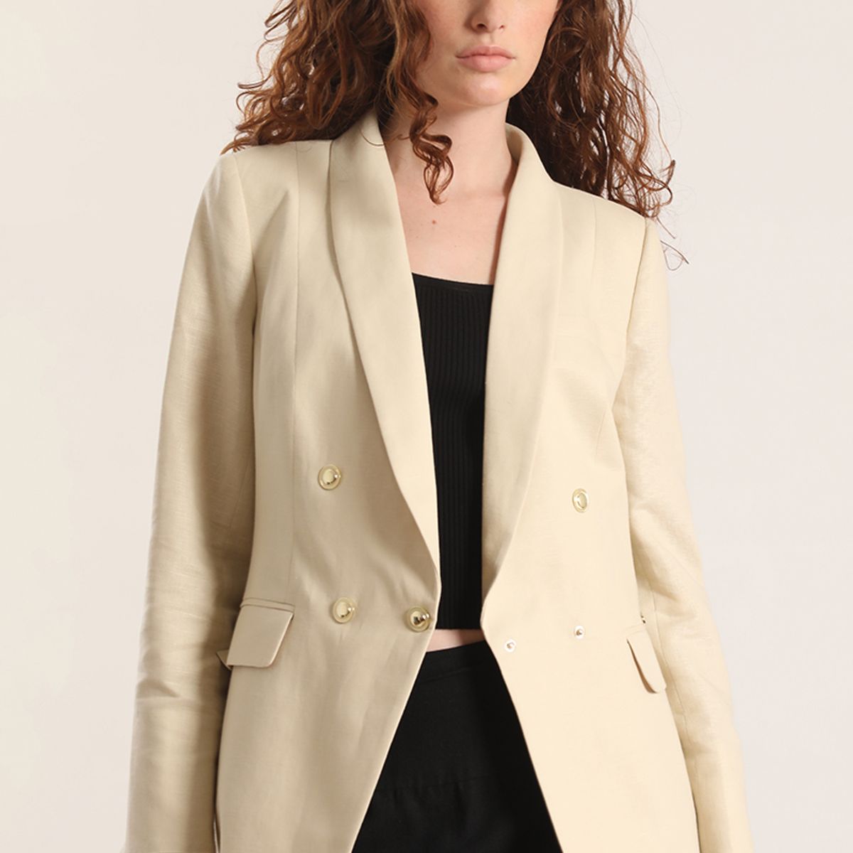 LIOLA - Blazer semi cruzado lino Liola mujer verde