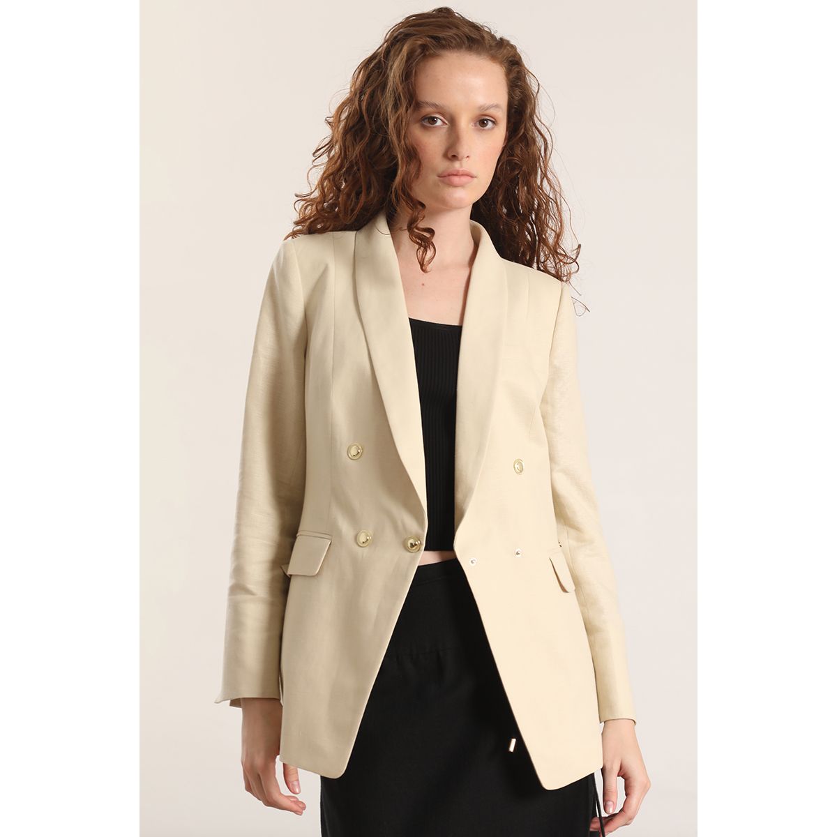 LIOLA - Blazer semi cruzado lino Liola mujer verde