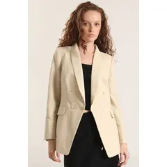 LIOLA - Blazer semi cruzado lino mujer verde
