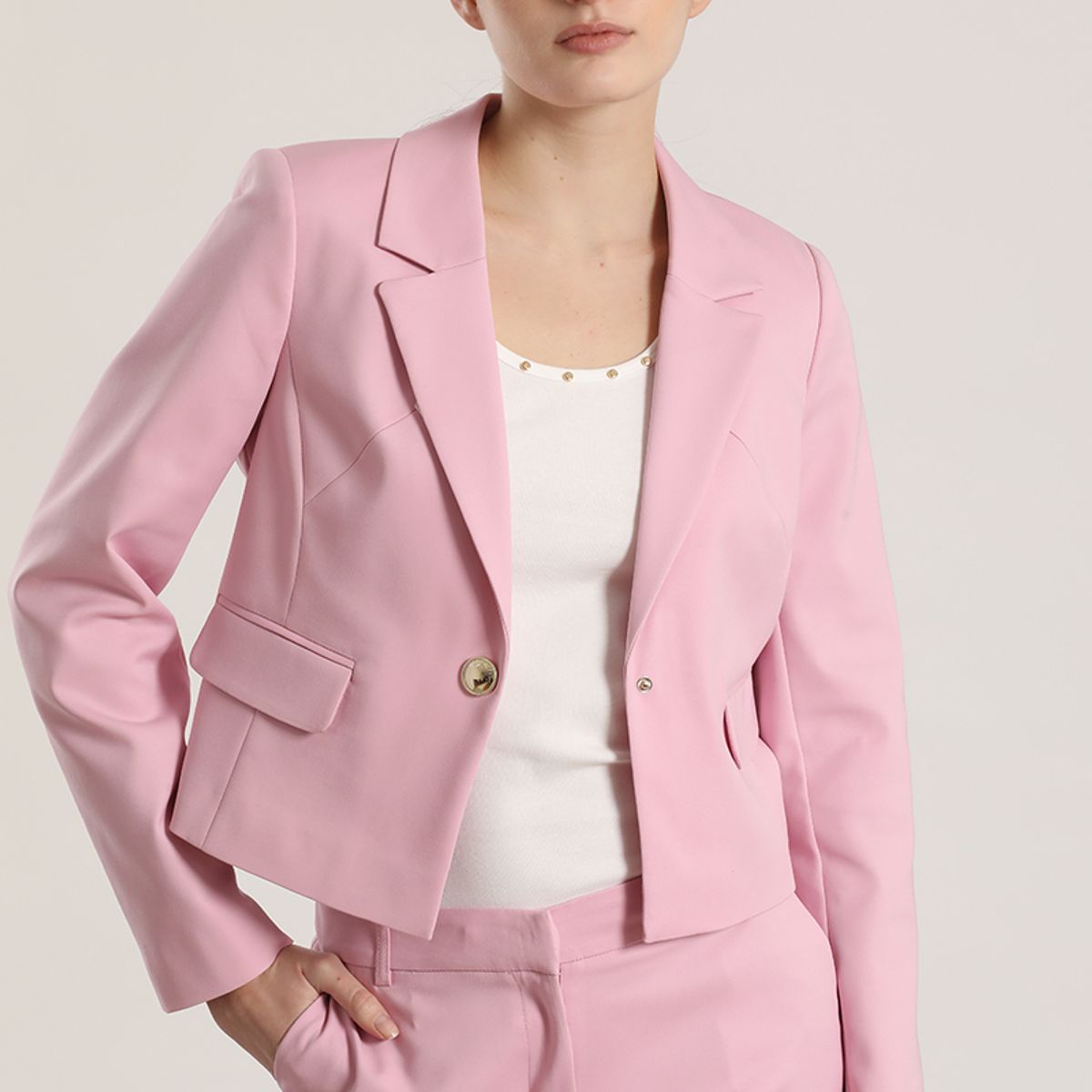LIOLA - Blazer cropped Liola mujer rosa