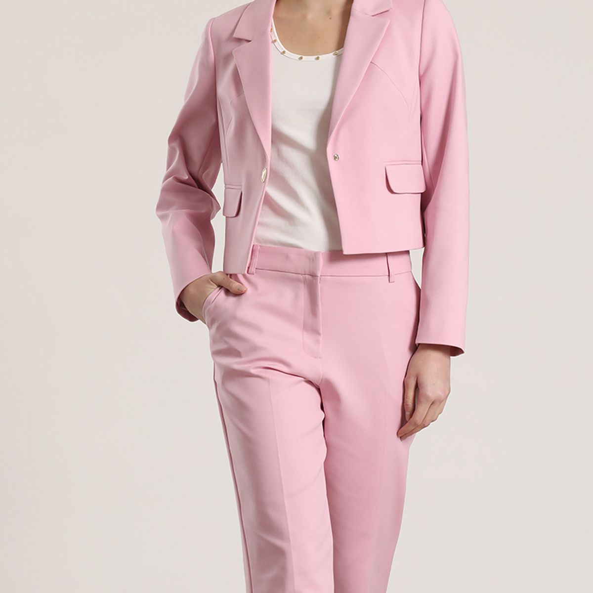LIOLA - Blazer cropped Liola mujer rosa