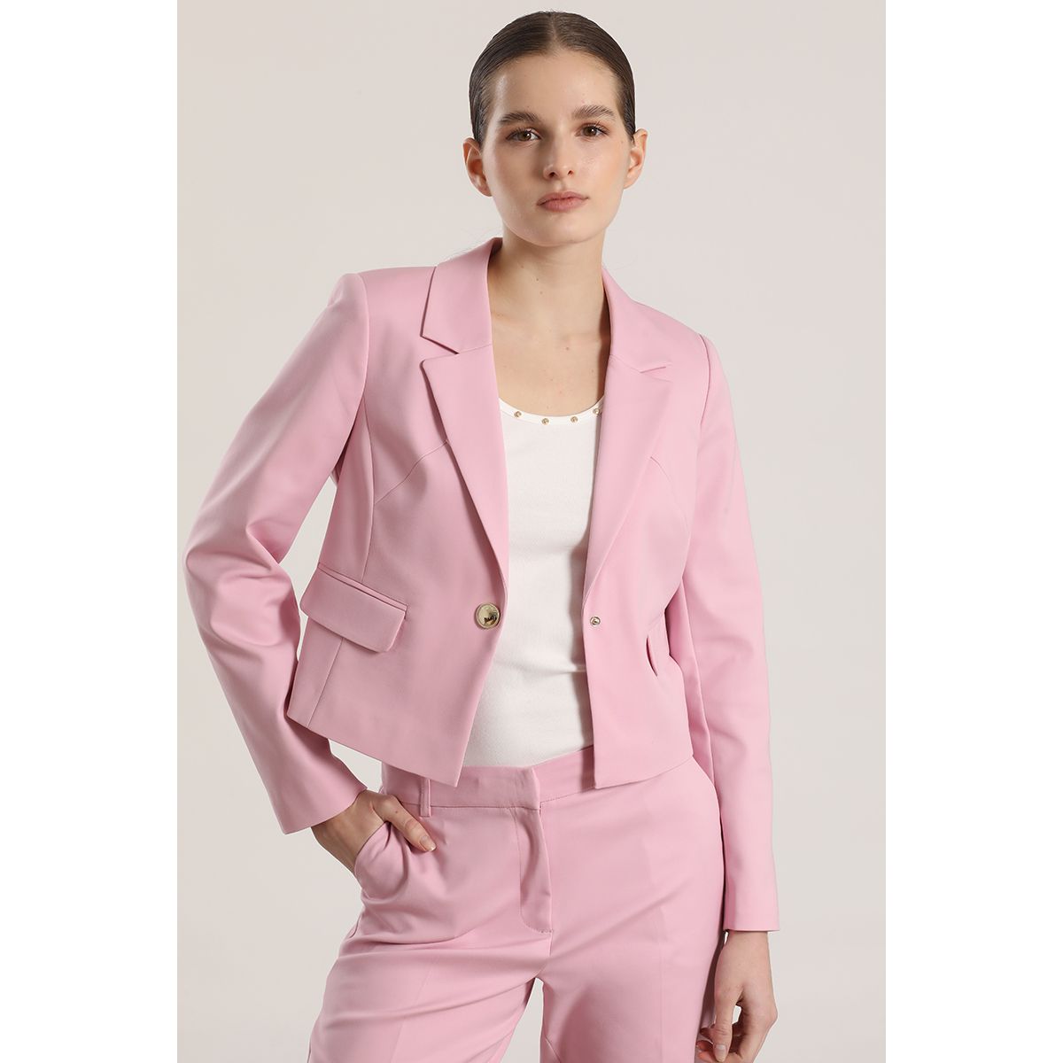 LIOLA - Blazer cropped Liola mujer rosa