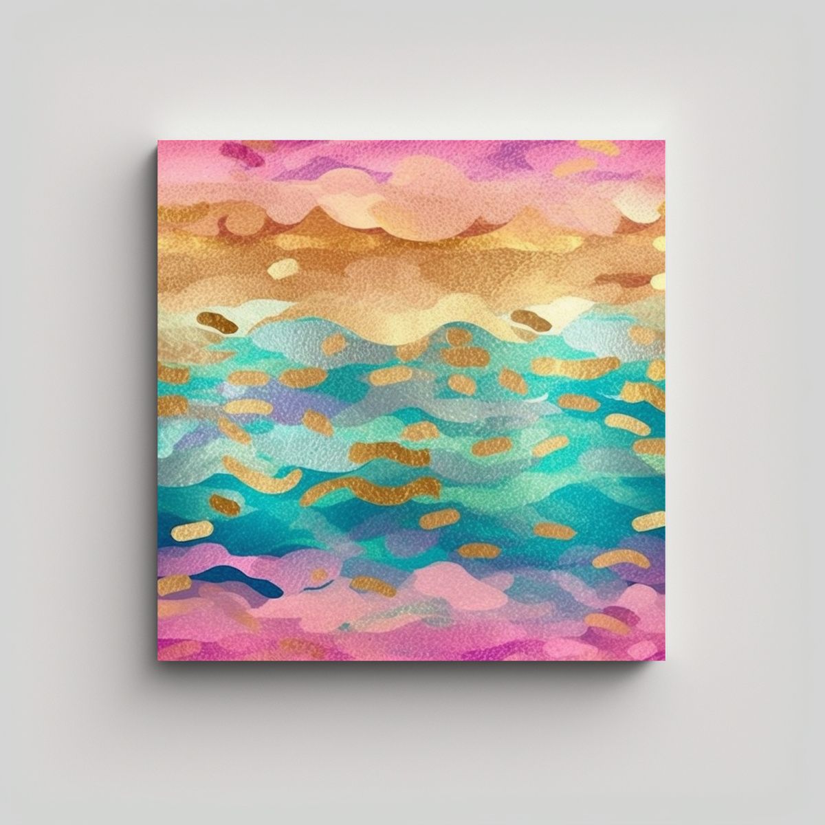 GENERICO - Cuadro Lienzo Tela Acuática Multicolor Textura 100x100 Cm