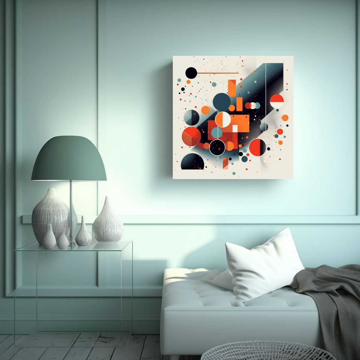 GENERICO - Cuadro Abstracto Composición Plana Puntos 100x100 Cm