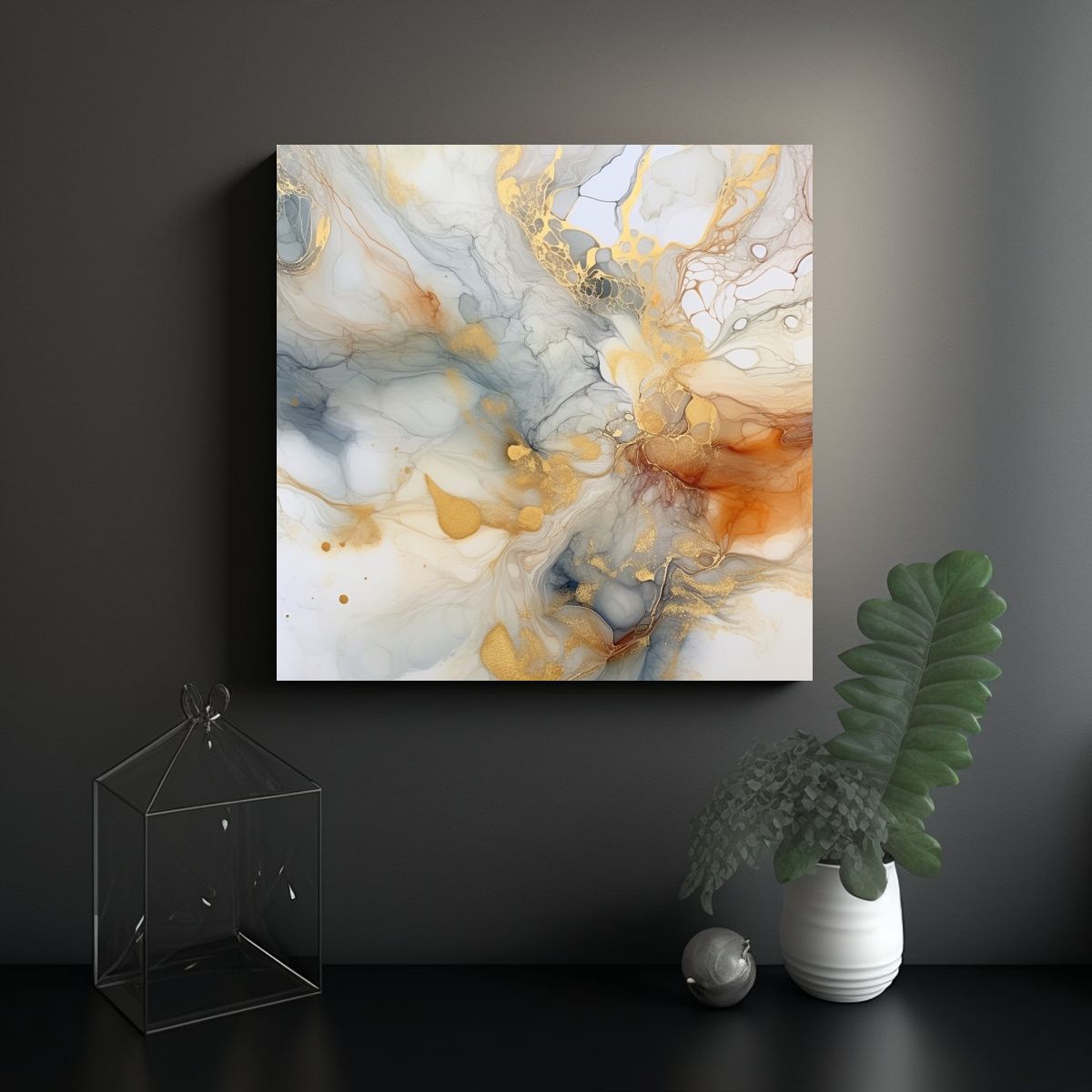 GENERICO - Cuadro Decorativo Abstracto En Tonos Blancos Y 100x100 Cm
