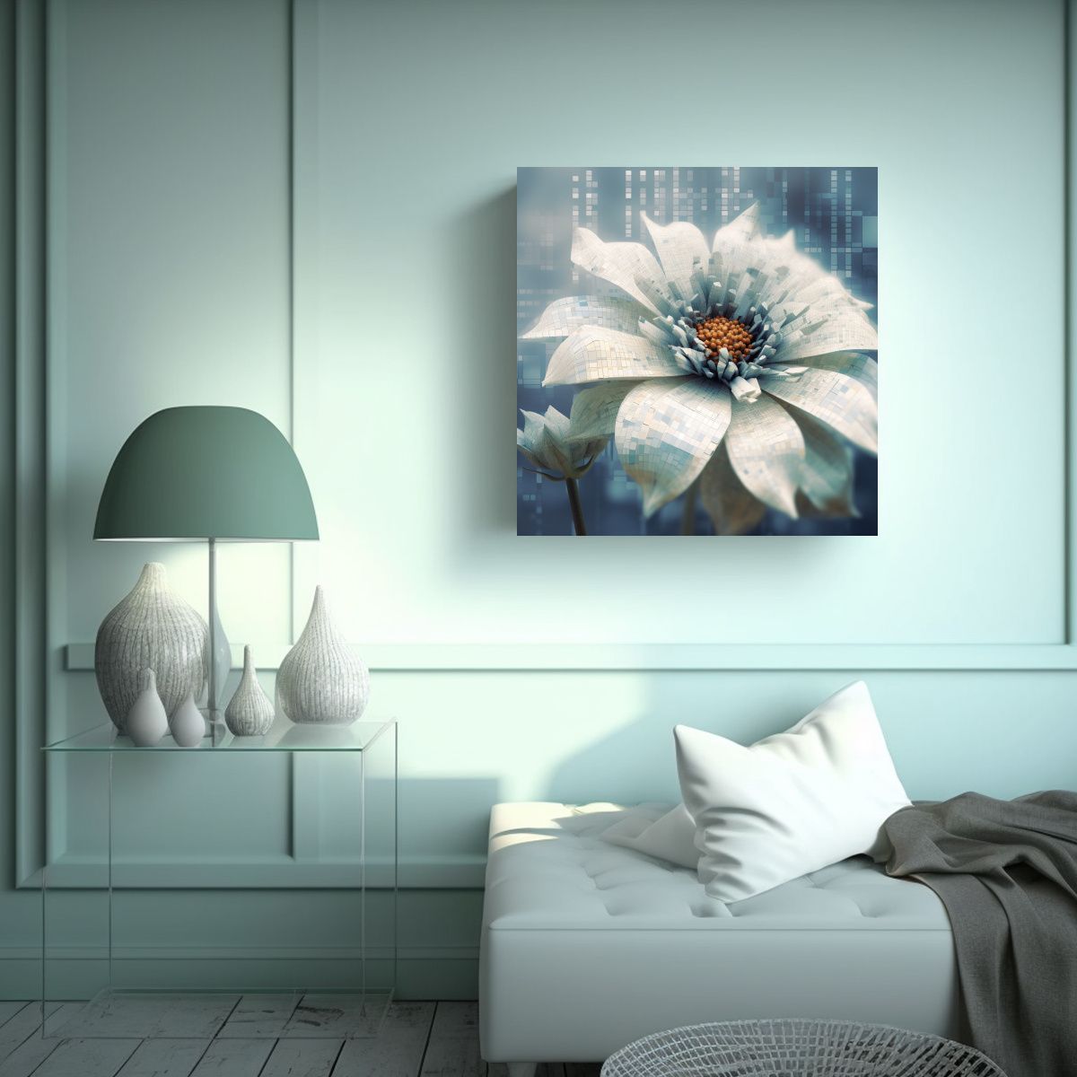 GENERICO - Cuadro Decorativo De Flor Digital En Lienzo Para 100x100 Cm