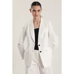 LIOLA - Blazer clásico entallado lino mujer crudo