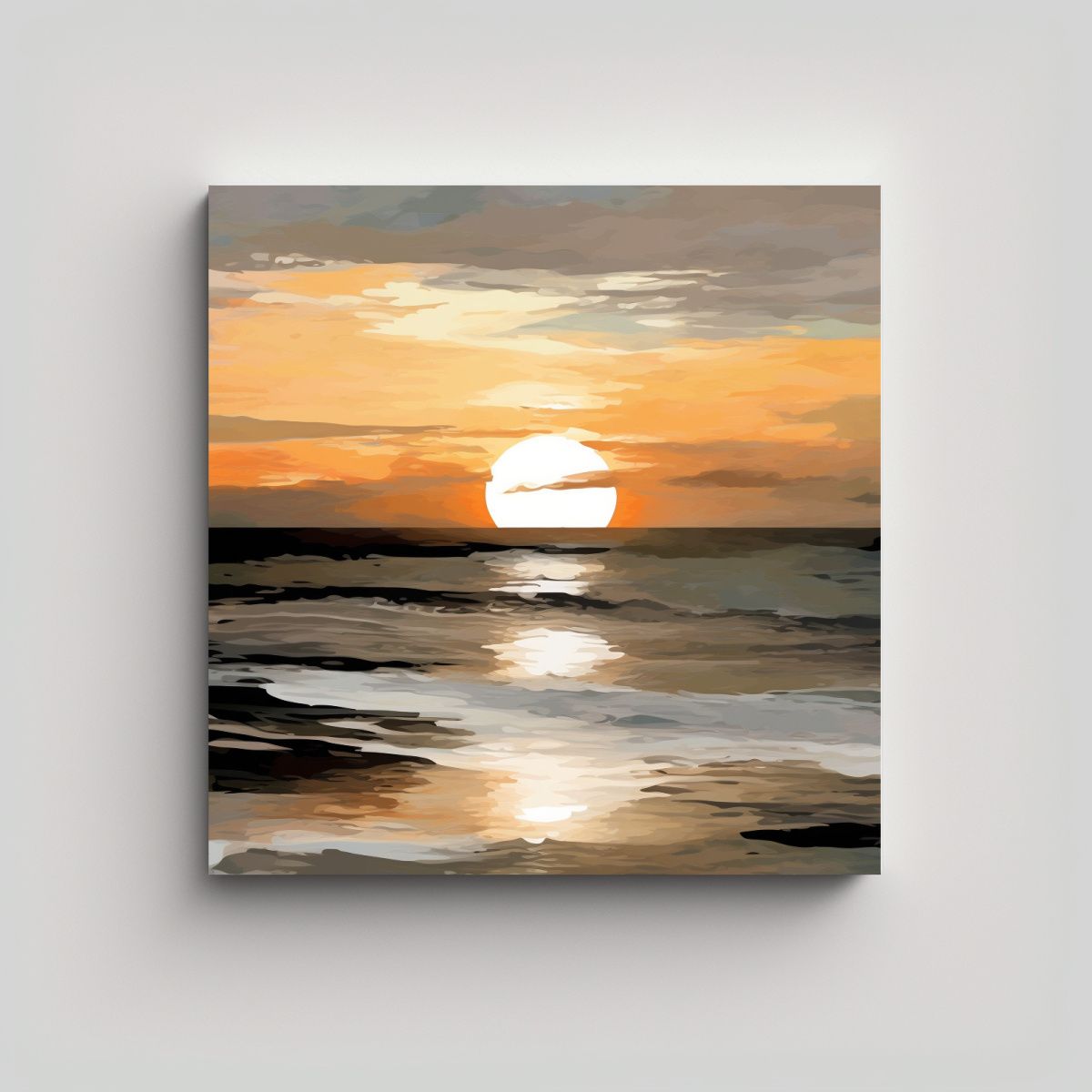 GENERICO - Cuadro Abstracto Expresionista Amanecer Océano 100x100 Cm