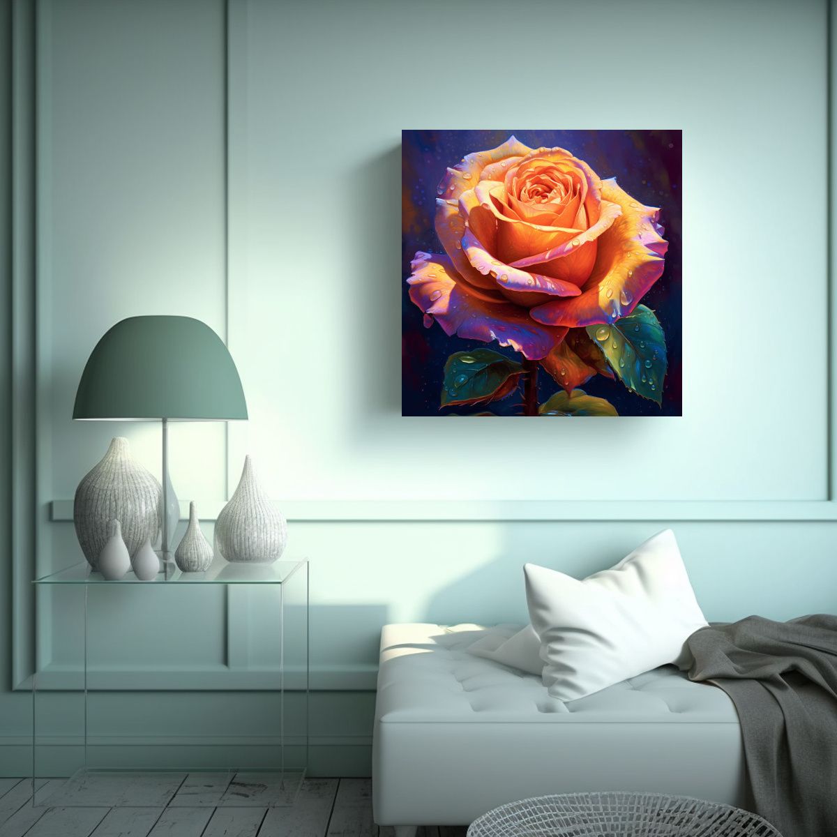GENERICO - Obra Maestra Vintage The Rose En Cuadro 100x100 Cm