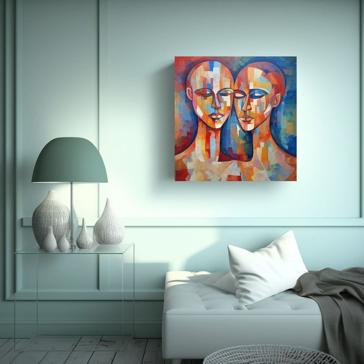 GENERICO - Cuadro Abstracto Hombre Y Mujer Unidos Xeno 100x100 Cm