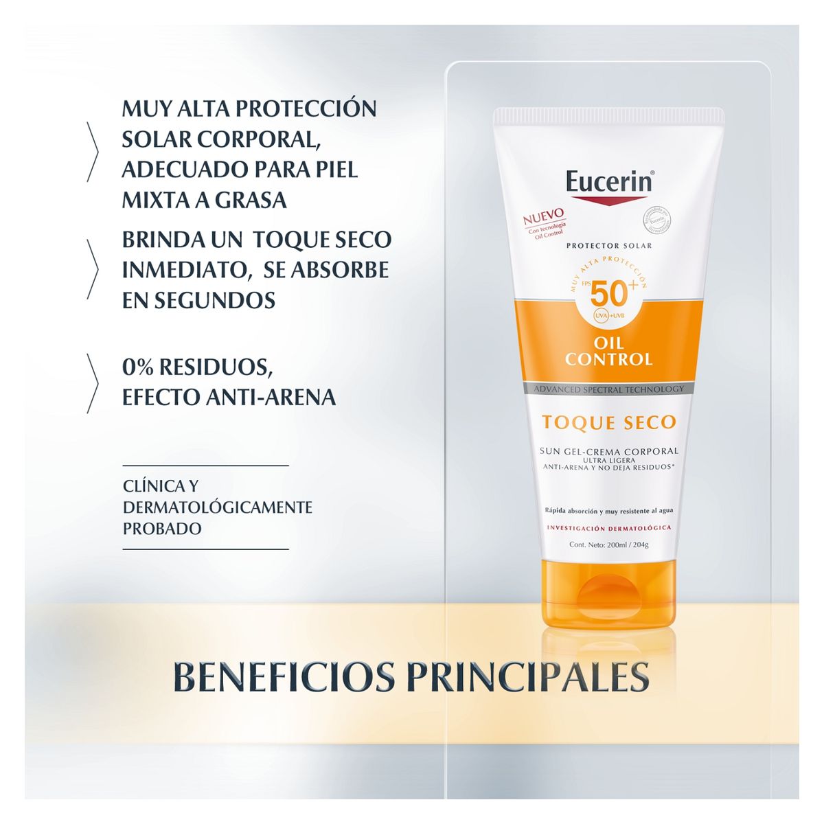 EUCERIN - Protector Solar Corporal Oil Control Crema Toque Seco Fps 50 200 Ml Eucerin