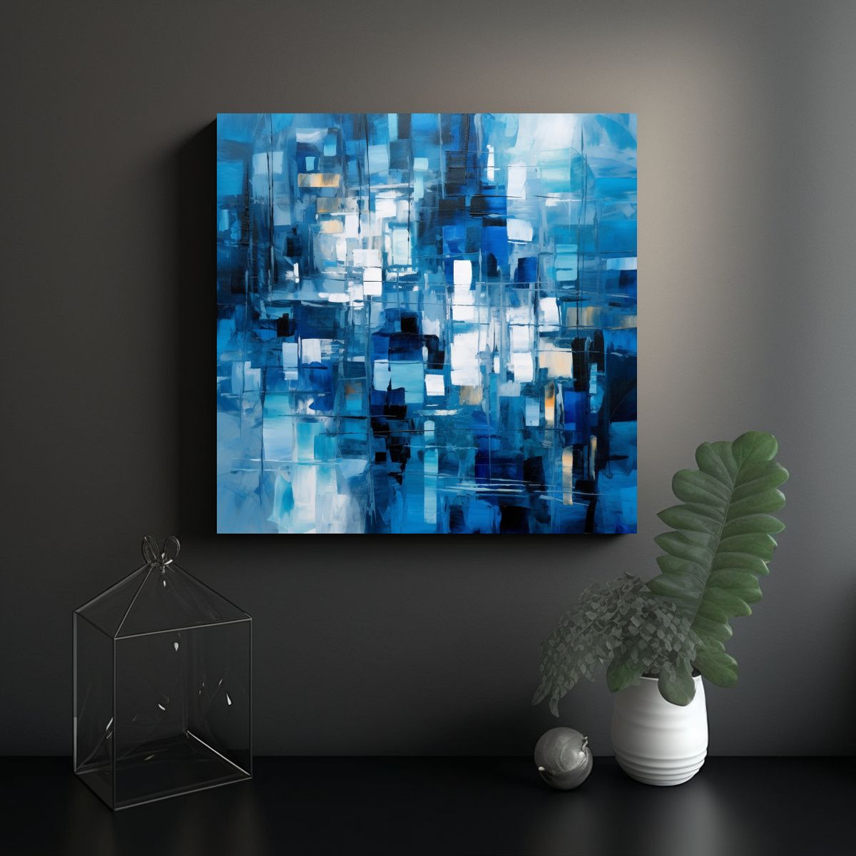 GENERICO - Pinturas Decorativas Abstractas Azul Poder 100x100 Cm