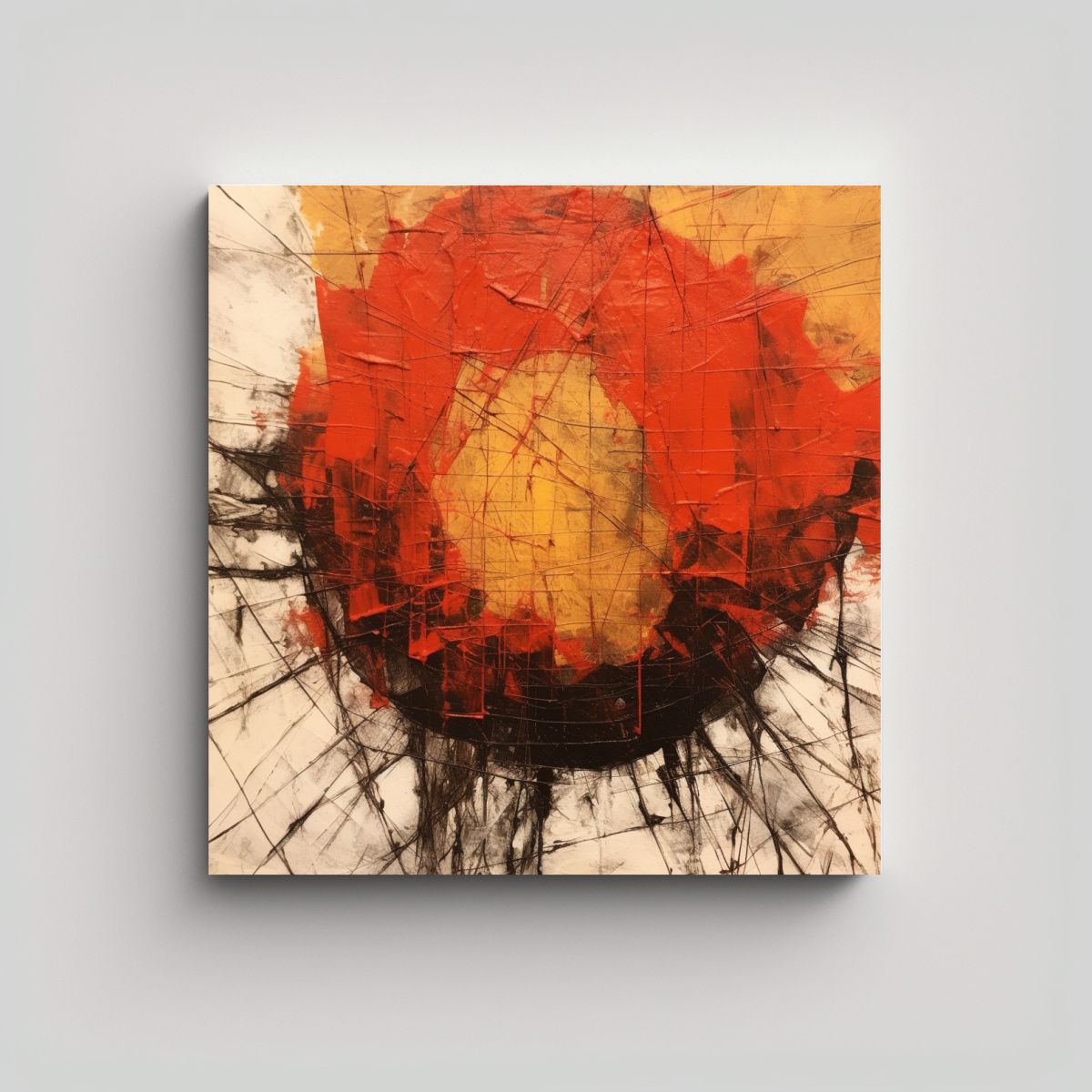 GENERICO - Armonía Cromática En Tela Collage Minimalista 100x100 Cm