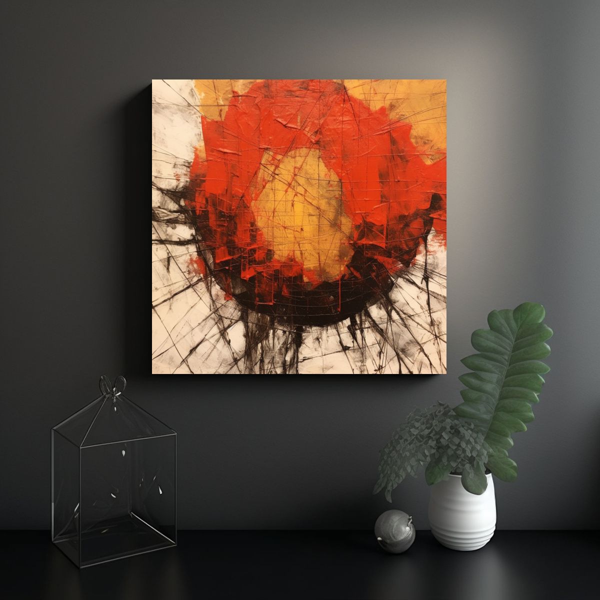 GENERICO - Armonía Cromática En Tela Collage Minimalista 100x100 Cm