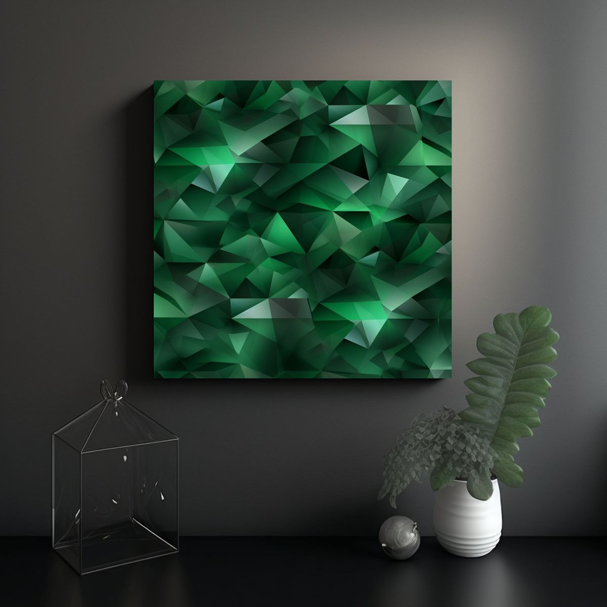 GENERICO - Pinturas Geométricas Verdes Forestales Para 100x100 Cm