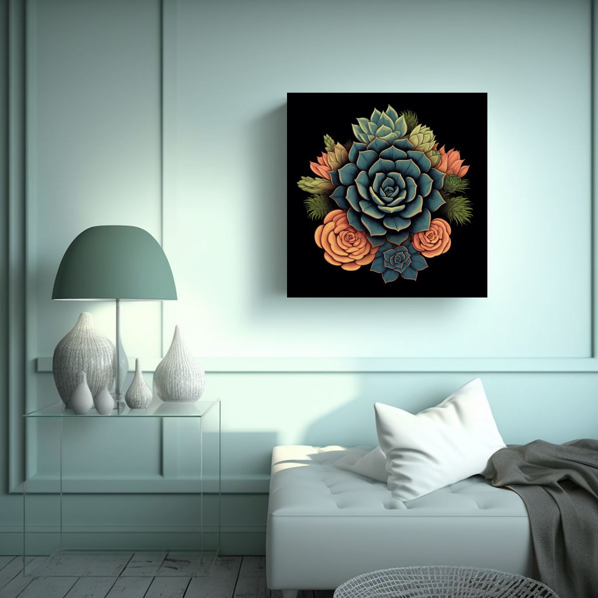 GENERICO - Cuadro Duradero De Suculentas Poster Retro Viaje 100x100 Cm