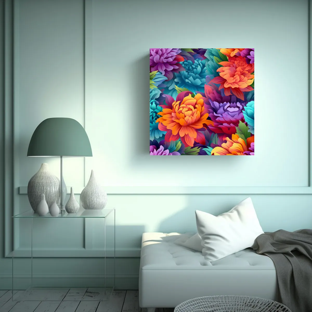 GENERICO - Lienzo De Equilibrio Visual Con Diseño Floral 100x100 Cm