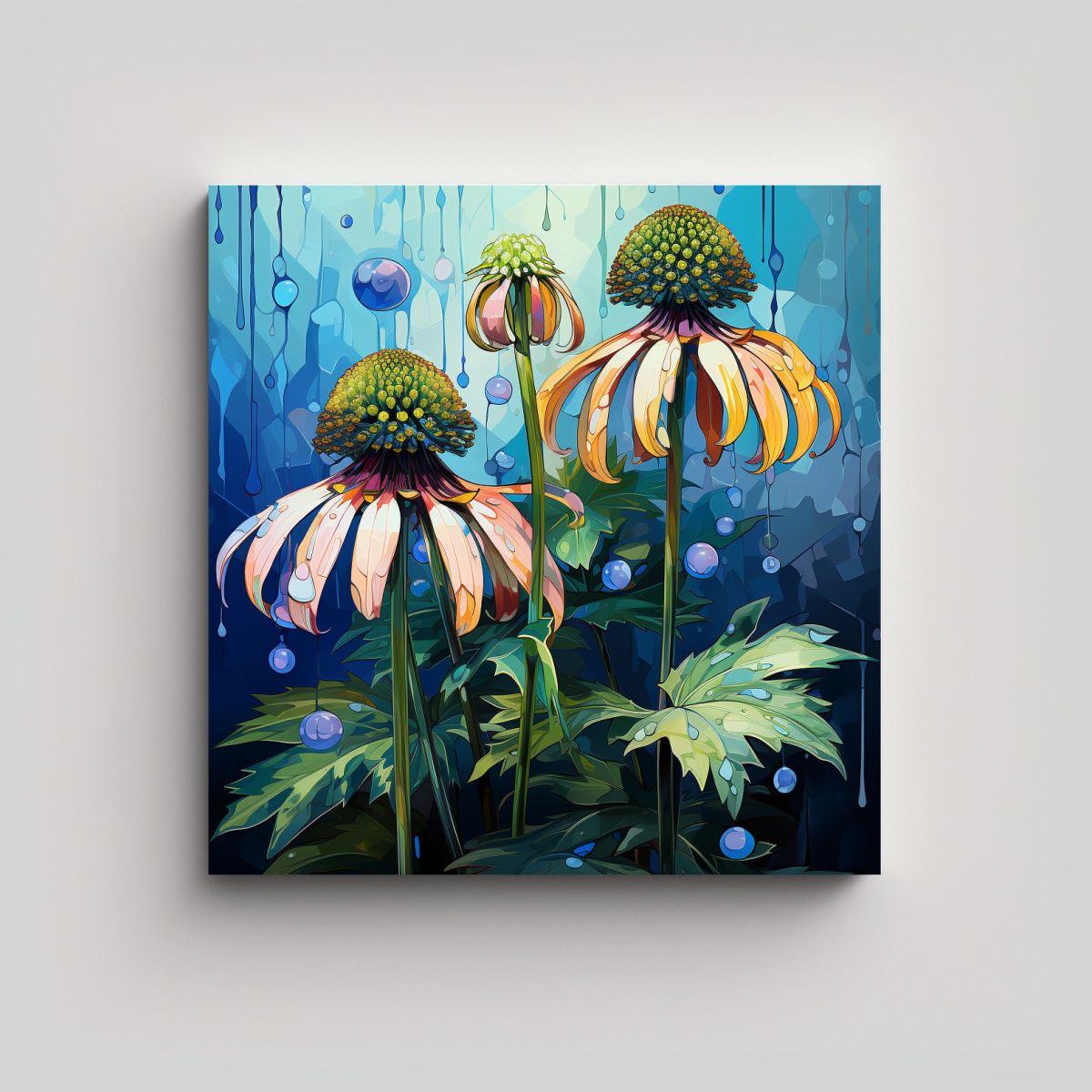 GENERICO - Pintura Abstracta De Exuberantes Hierbas De 100x100 Cm