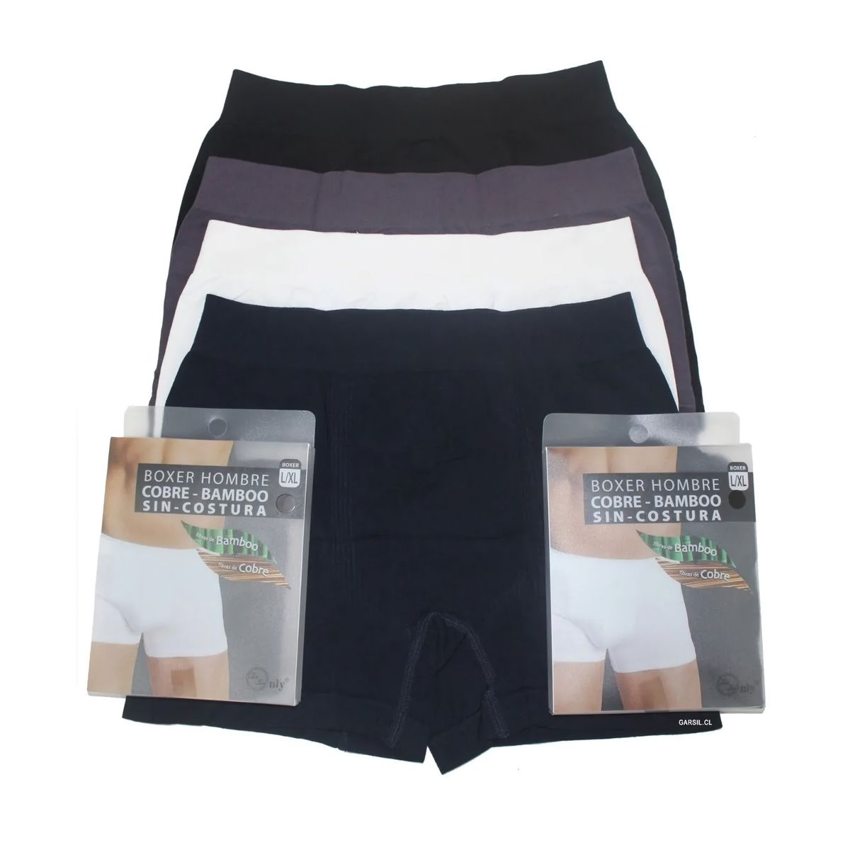 GARSIL - 3 Boxer de Bambu Con Fibra de Cobre Para Hombre - Sin Costuras.