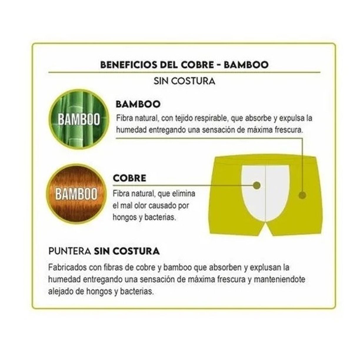 GARSIL - 3 Boxer de Bambu Con Fibra de Cobre Para Hombre - Sin Costuras.