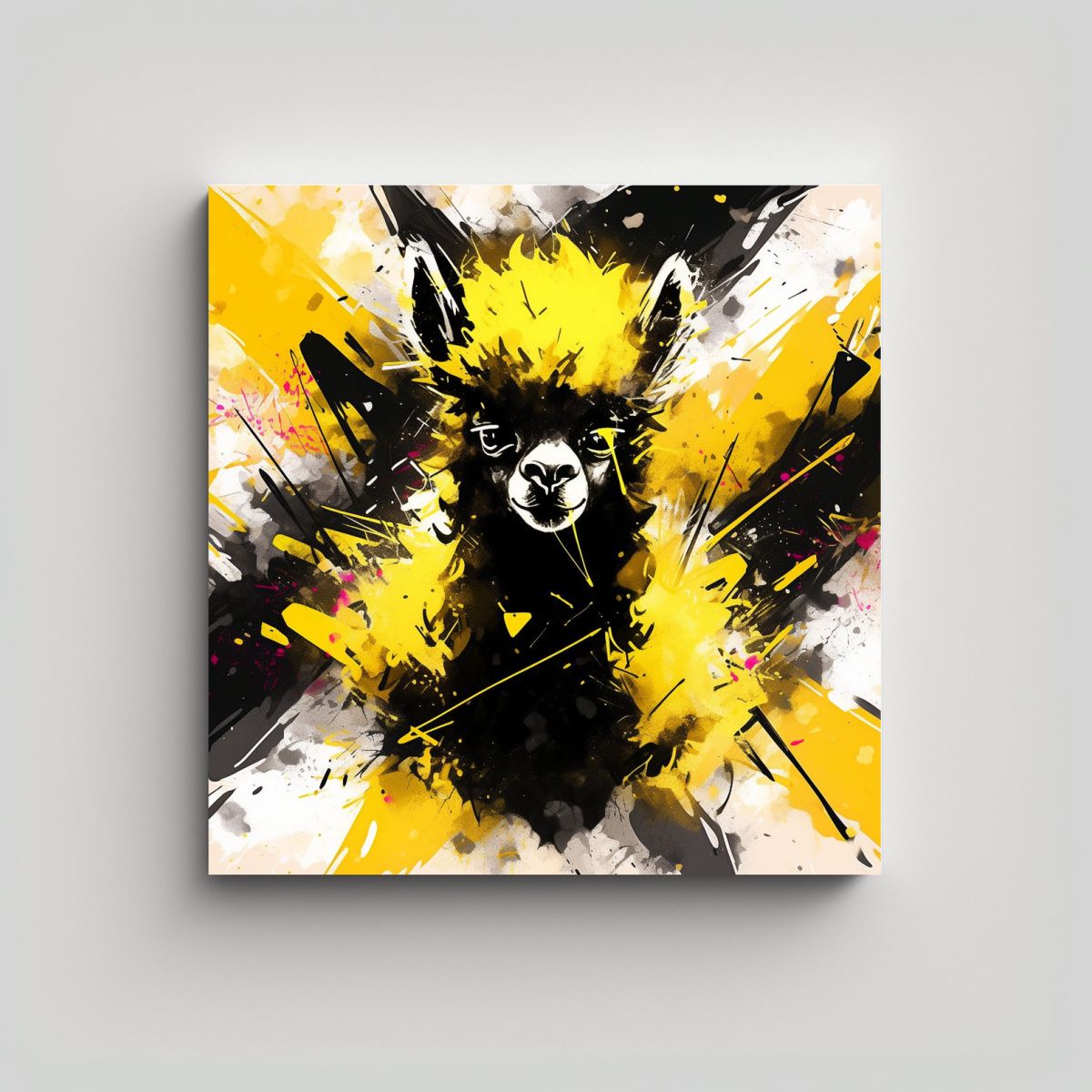 GENERICO - Cuadro Imagen Esquema Alpaca Amarilla Y Negra Neo 100x100 Cm