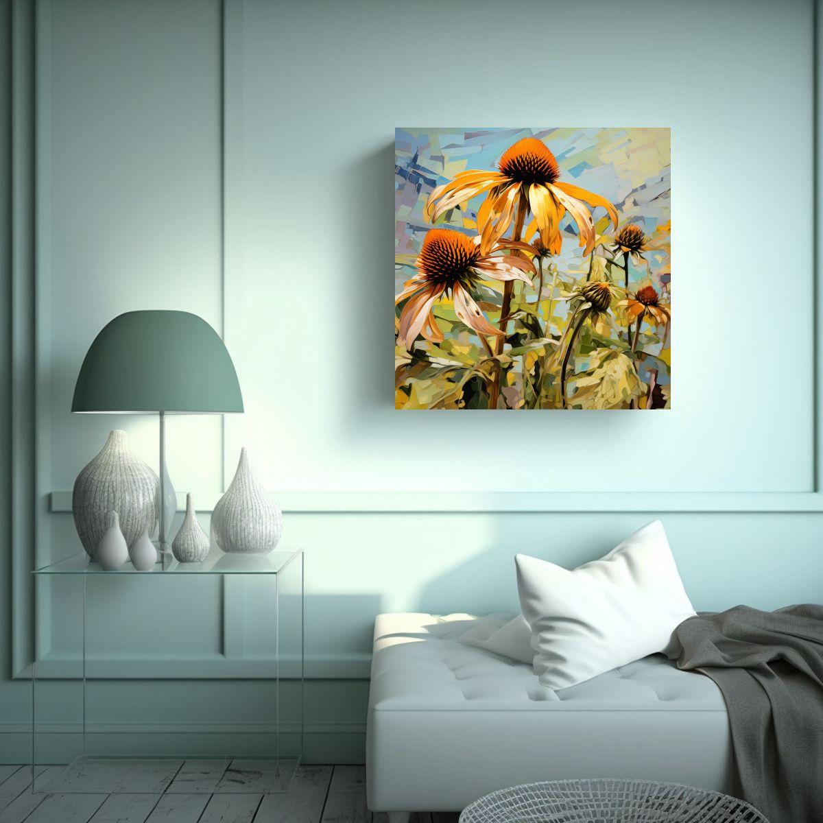 GENERICO - Cuadro Dibujo Efecto Visual De Hierbas Coneflower 100x100 Cm