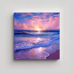 GENERICO - Pintura Digital De Atardecer Marino Pastel 100x100 Cm