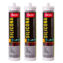 GENERICO - Pack x3 Silicona Acetica Baño Cocina Universal Italsil Transparente