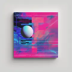 GENERICO - Cuadro De Tela Estilo Retro 80s En Azul Rosa Y 100x100 Cm