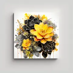 GENERICO - Arte De Pared Abstracto De Suculentas Amarillas Y 100x100 Cm