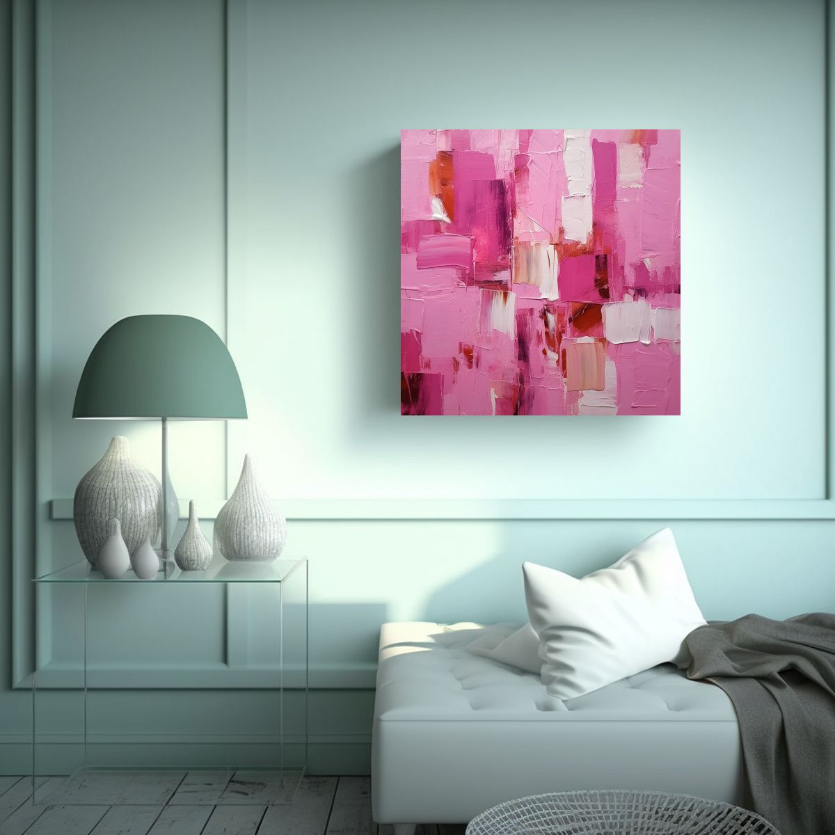 GENERICO - Cuadro Dasha Abstracción En Tonos Rosados 100x100 Cm