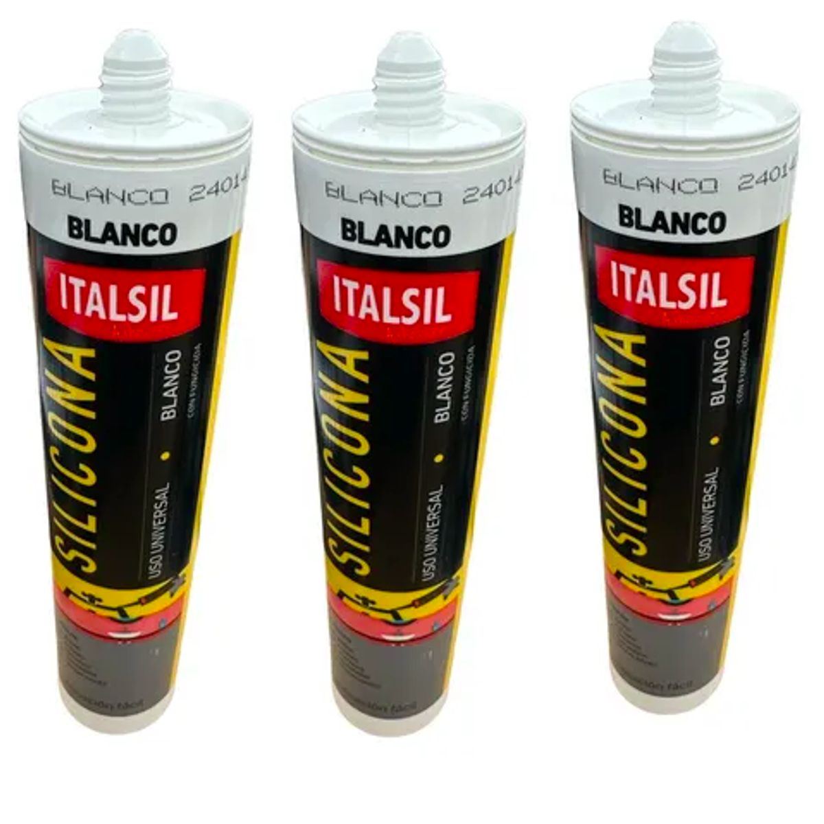 GENERICO - Pack x3 Silicona Acetica Baño Cocina Universal Italsil Blanco
