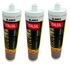 GENERICO - Pack x3 Silicona Acetica Baño Cocina Universal Italsil Blanco