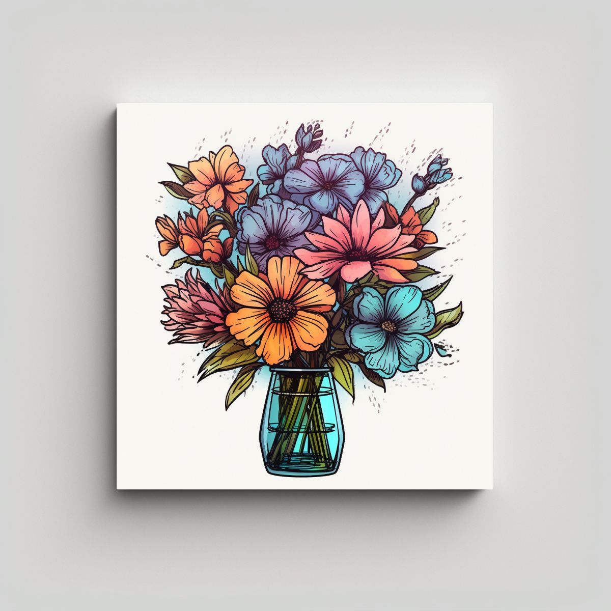 GENERICO - Dibujo Animado De Flores En Bastidor 100x100 Cm