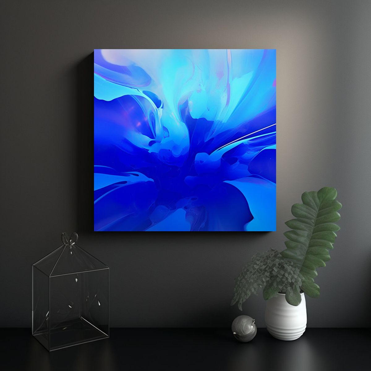 GENERICO - Pinturas Decorativas Azul Espectacular Con Fondo 100x100 Cm